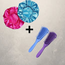 Touca de Seda 100% Pura dupla face (Compre uma é leve uma Escova Multifucional Polvo Modeladora)